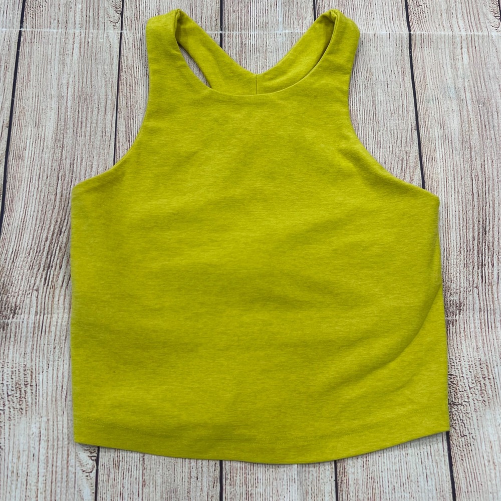 Beyond Yoga Womens XS Chartreuse Green Heathered Racerback Crop Tank Shelf Bra